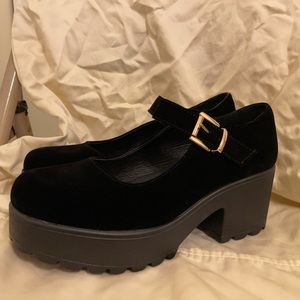 Faux Suede Mary-Jane Shoes